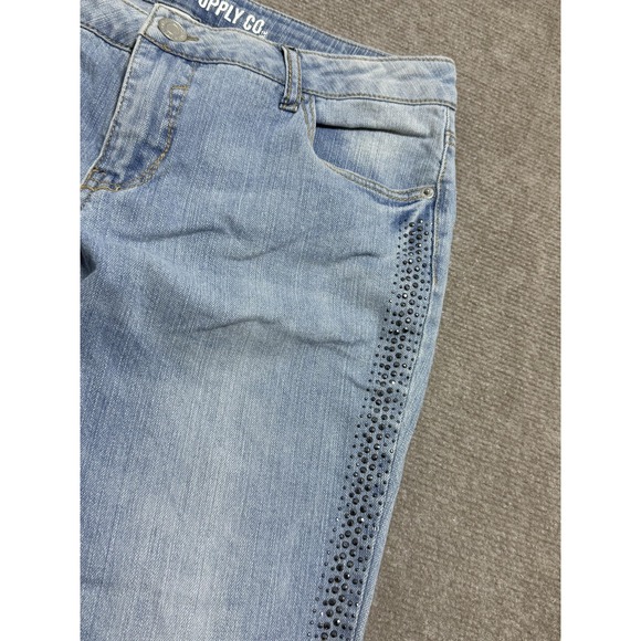 Mossimo Supply Co Jeans Juniors 13 Light Wash Skinny Stretch Studded Side Stripe - Picture 2 of 6